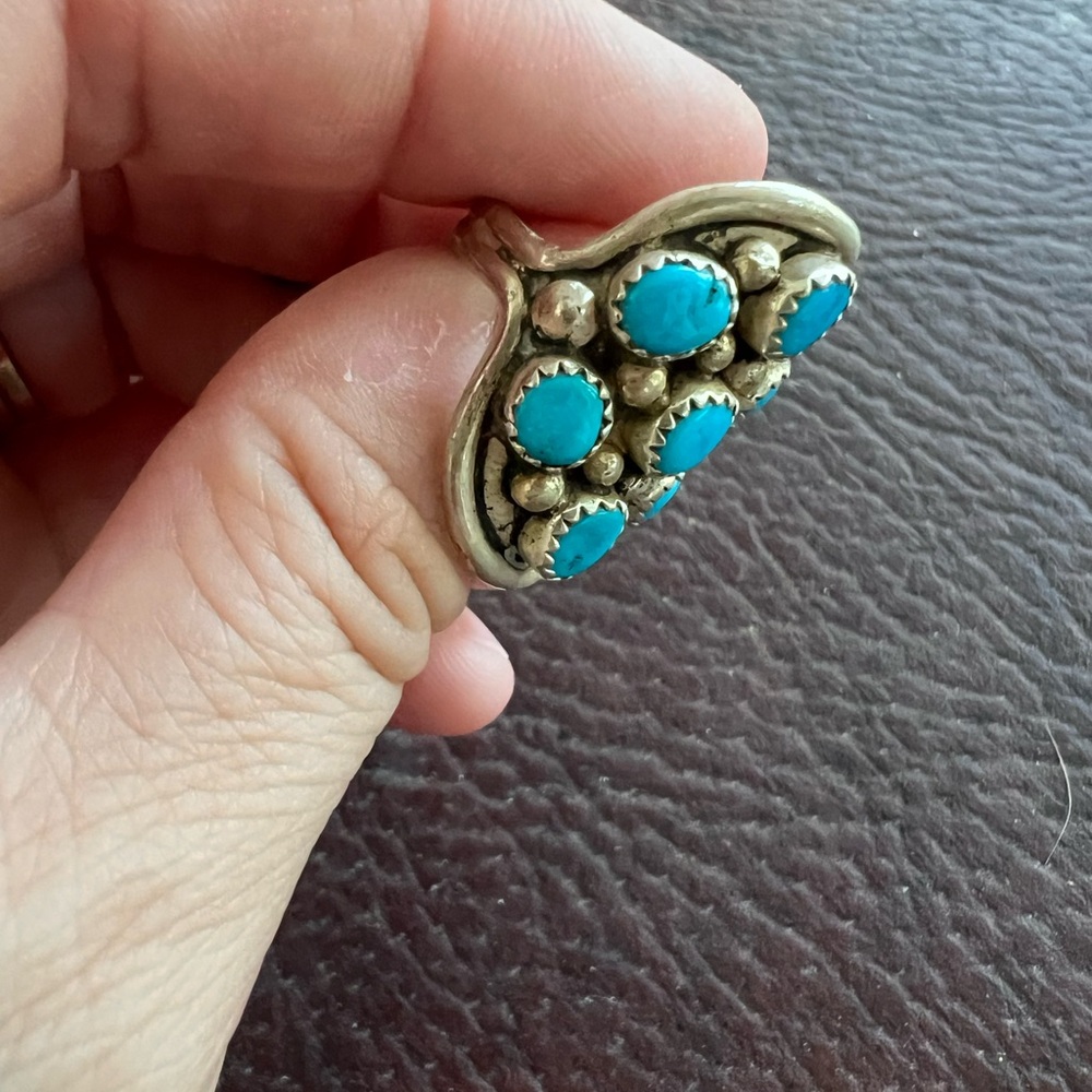 Turquoise And Silver Statement Ring - image 2